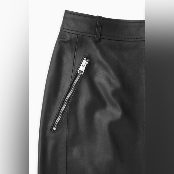 COS ZIP-UP LEATHER MIDI SKIRT - Picture 5 of 11